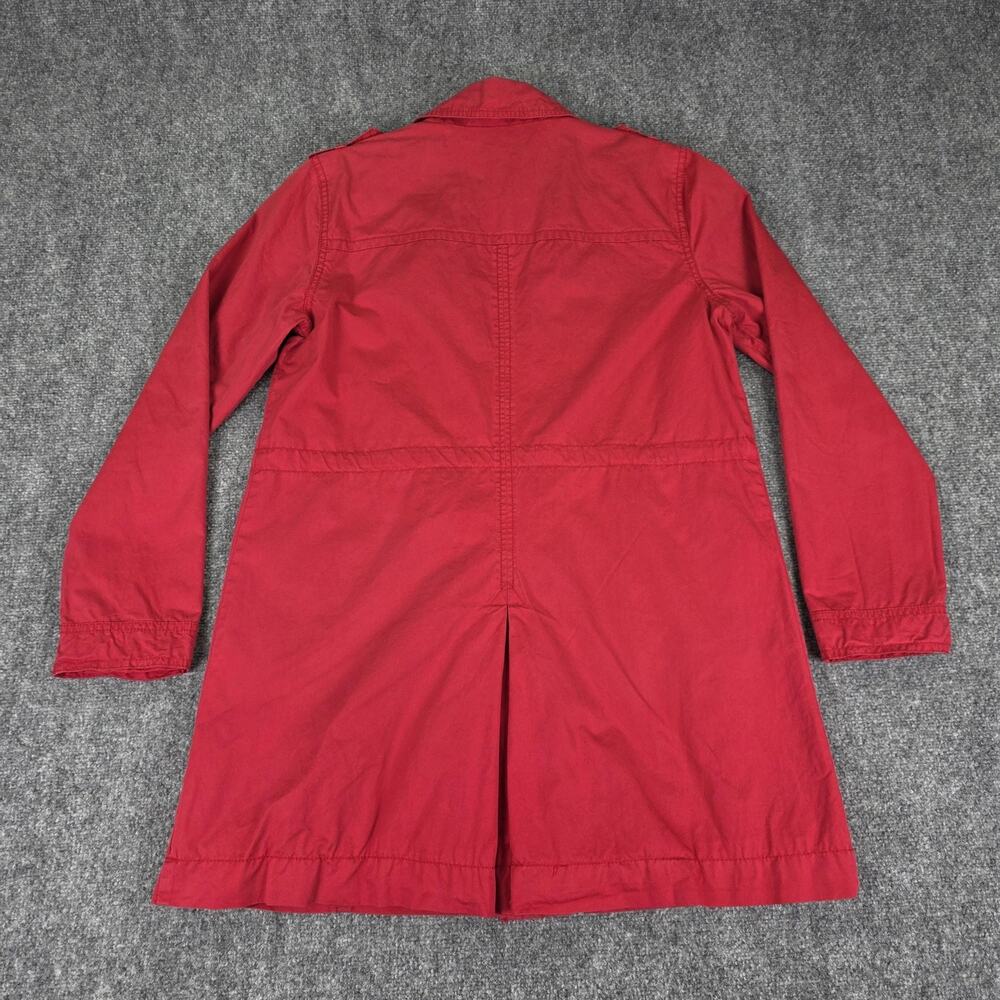 Tommy Hilfiger Coat Womens Large Red Utility Full Zip Trench Coat Pockets Jacket - Picture 3 of 16